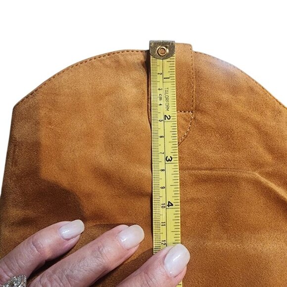 Suede Western Knee-High Boots Cognac Brown Women's 7.5 - Picture 14 of 15